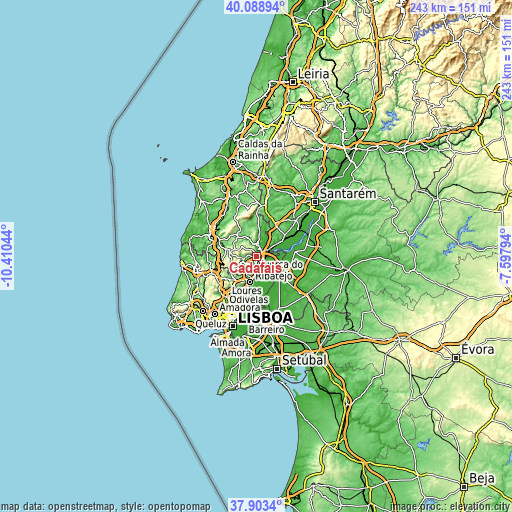 Topographic map of Cadafais