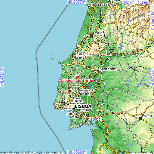 Topographic map of Cabanas de Torres
