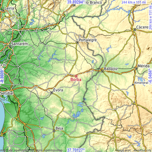 Topographic map of Borba