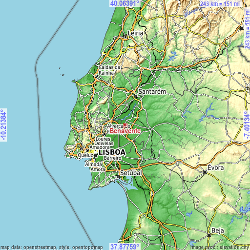 Topographic map of Benavente