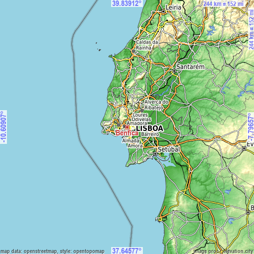 Topographic map of Benfica