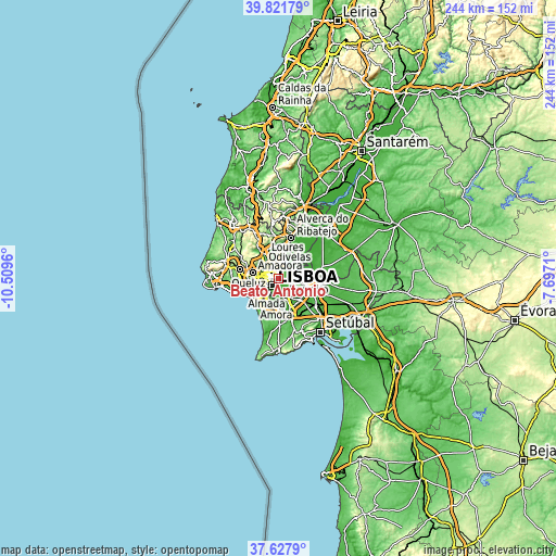 Topographic map of Beato António
