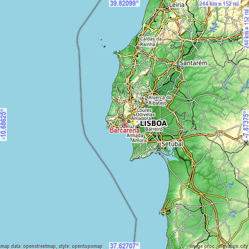 Topographic map of Barcarena