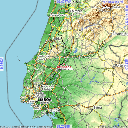 Topographic map of Azinhaga