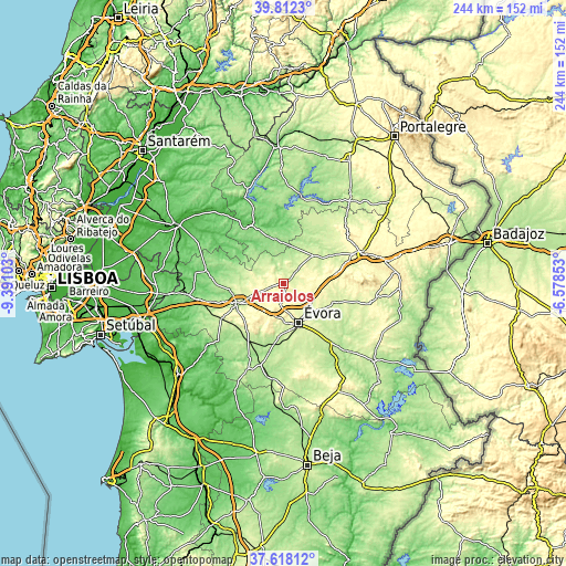 Topographic map of Arraiolos