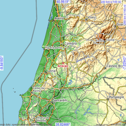 Topographic map of Ansião