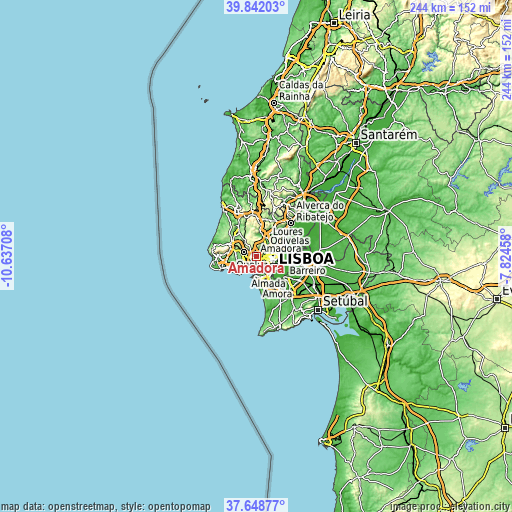 Topographic map of Amadora