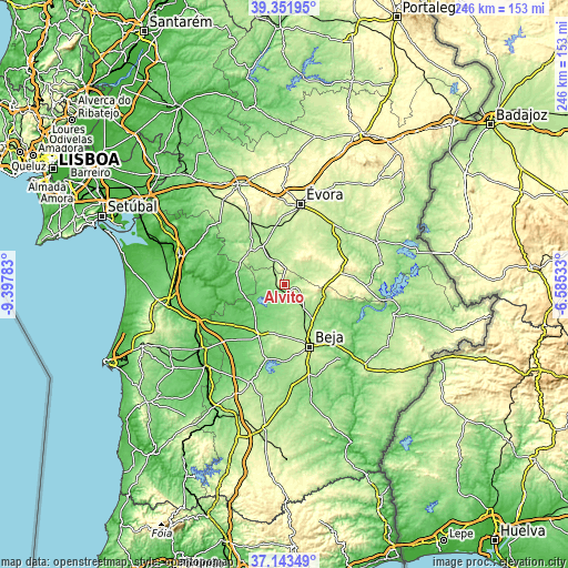 Topographic map of Alvito