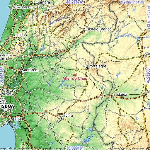 Topographic map of Alter do Chão