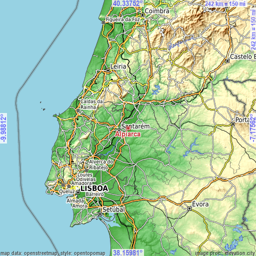Topographic map of Alpiarça