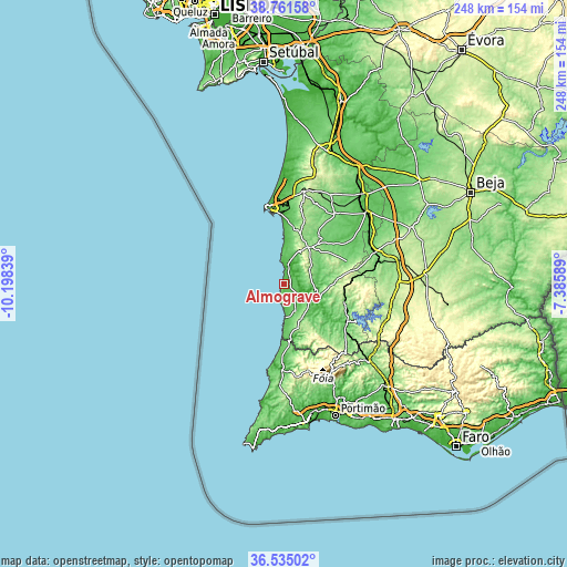 Topographic map of Almograve