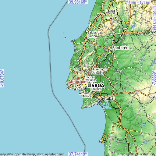 Topographic map of Almargem