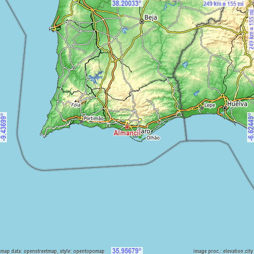 Topographic map of Almancil