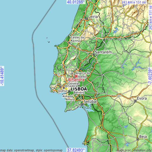 Topographic map of Alhandra