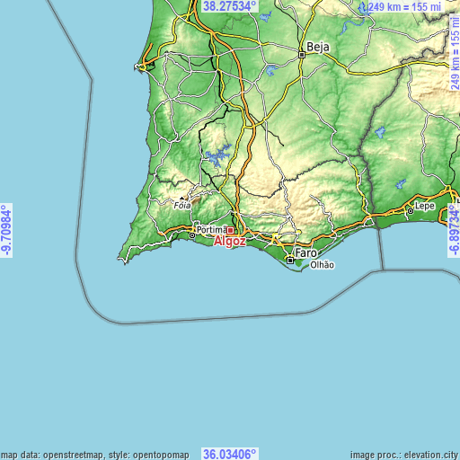 Topographic map of Algoz
