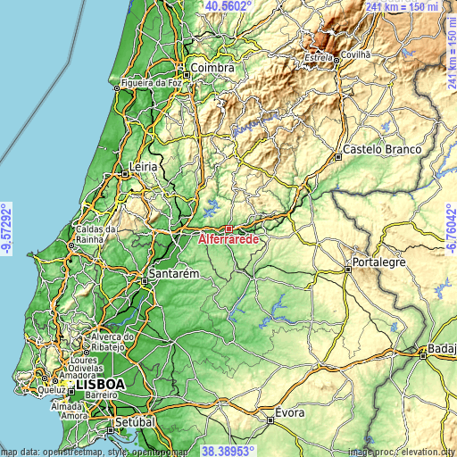 Topographic map of Alferrarede