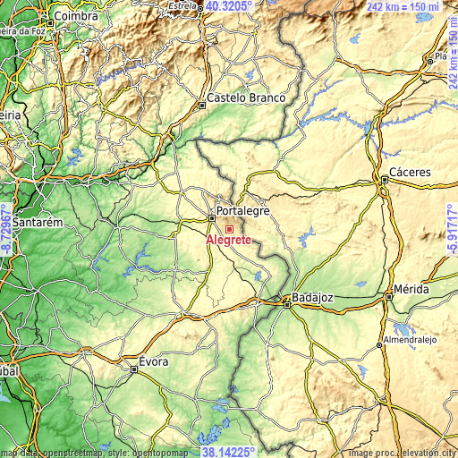 Topographic map of Alegrete