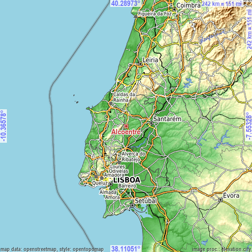 Topographic map of Alcoentre