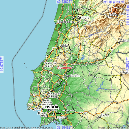 Topographic map of Alcanena