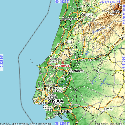 Topographic map of Alcanede