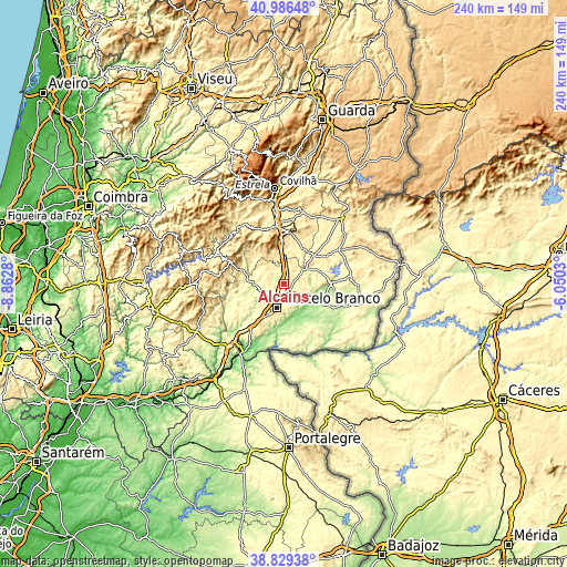 Topographic map of Alcains