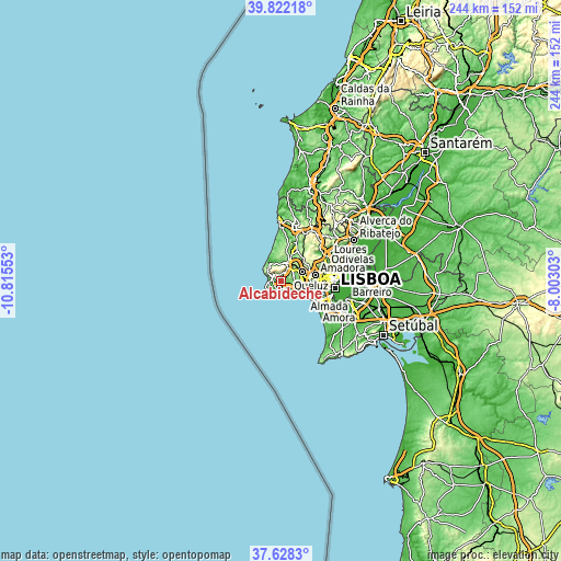 Topographic map of Alcabideche