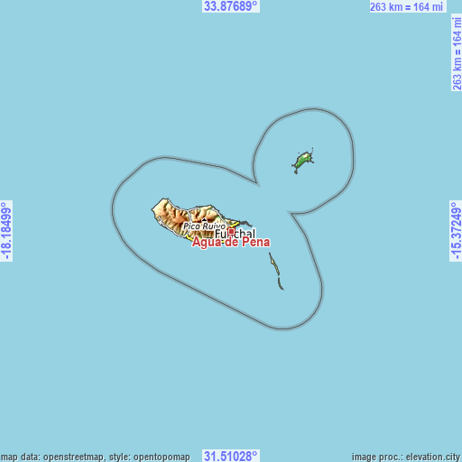 Topographic map of Água de Pena