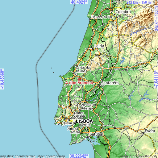 Topographic map of A dos Francos