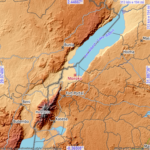 Topographic map of Ntoroko