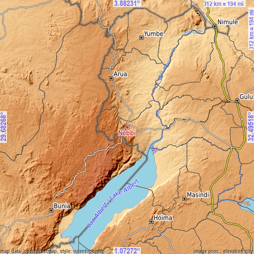 Topographic map of Nebbi