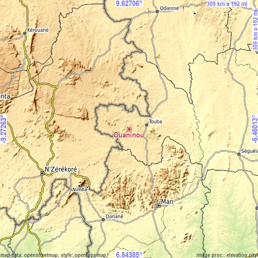 Topographic map of Ouaninou