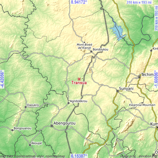 Topographic map of Transua