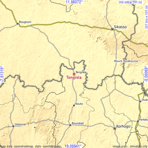 Topographic map of Tengréla