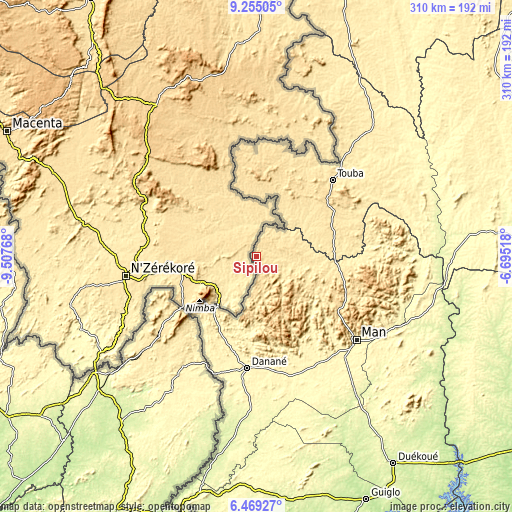 Topographic map of Sipilou