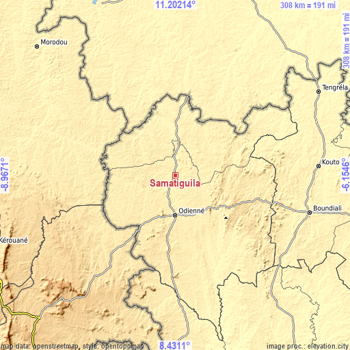 Topographic map of Samatiguila