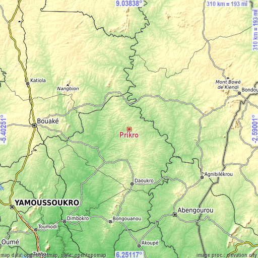 Topographic map of Prikro