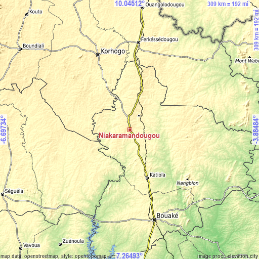 Topographic map of Niakaramandougou