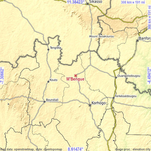 Topographic map of M’Bengué