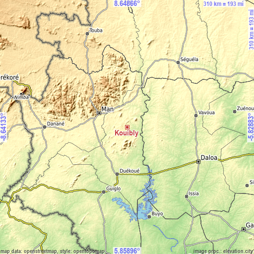 Topographic map of Kouibly