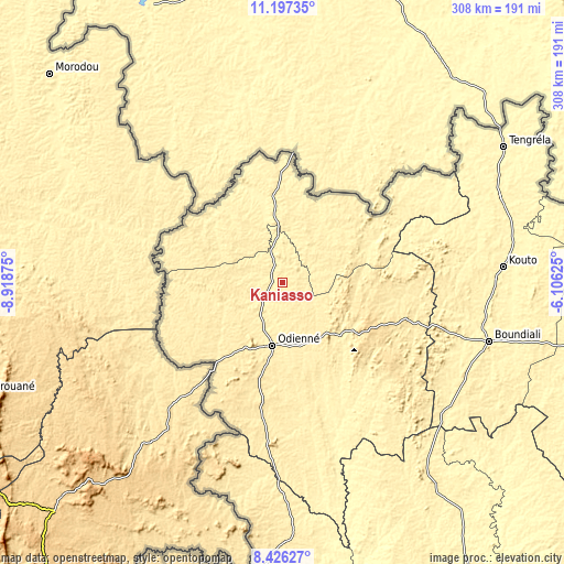 Topographic map of Kaniasso