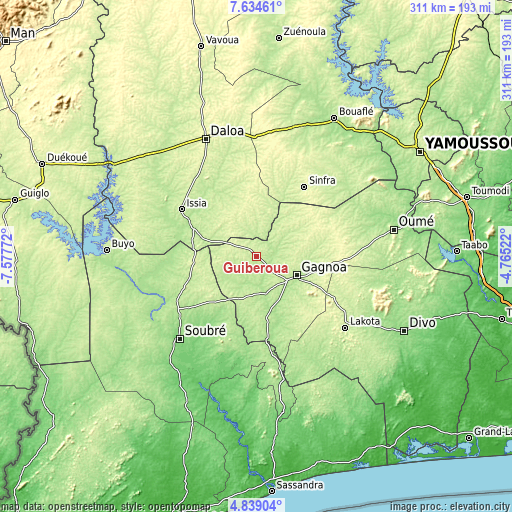 Topographic map of Guibéroua