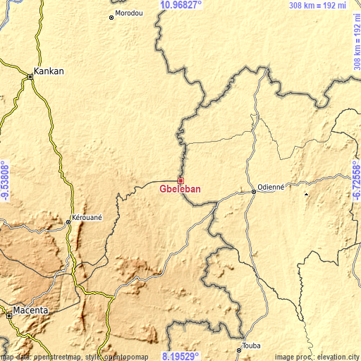 Topographic map of Gbéléban