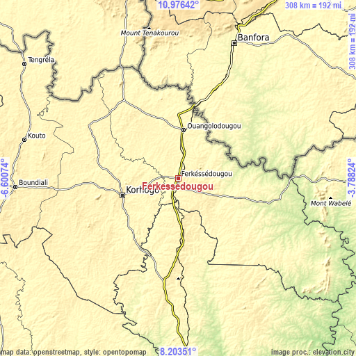 Topographic map of Ferkessédougou