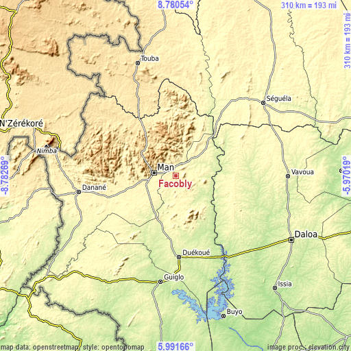 Topographic map of Facobly