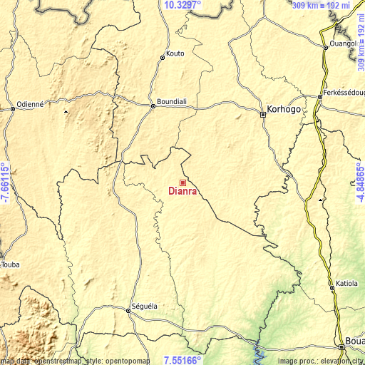 Topographic map of Dianra