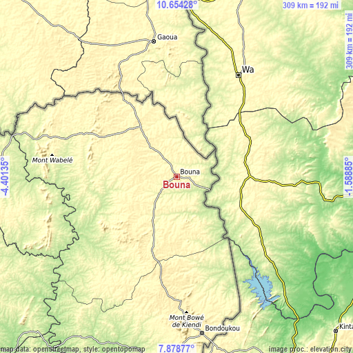 Topographic map of Bouna