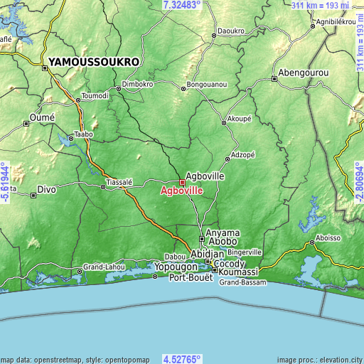Topographic map of Agboville