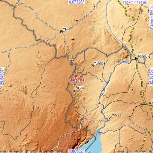 Topographic map of Maracha