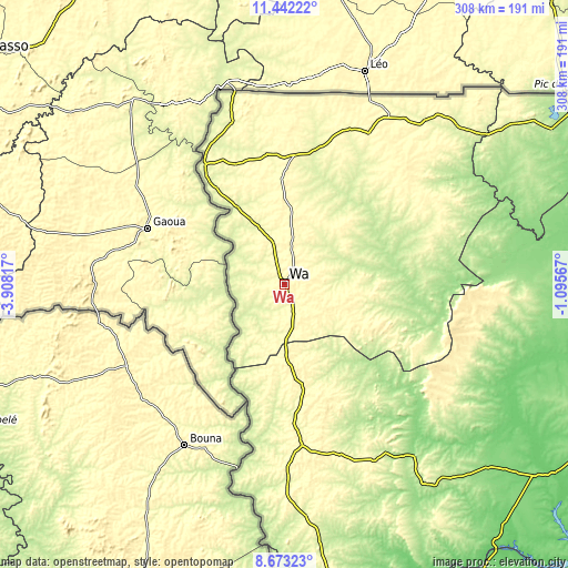 Topographic map of Wa