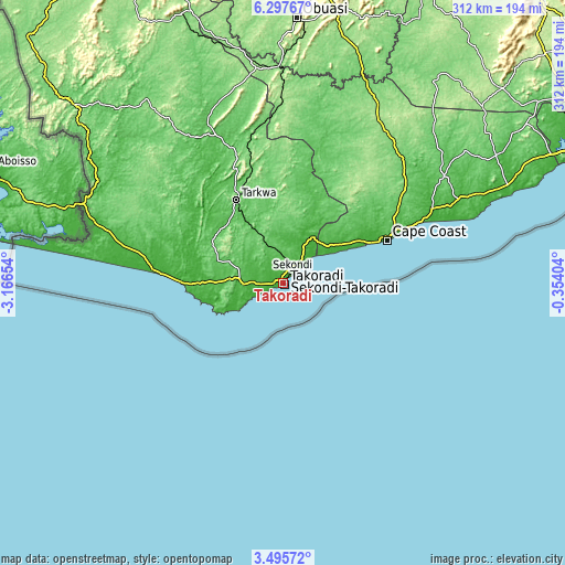 Topographic map of Takoradi